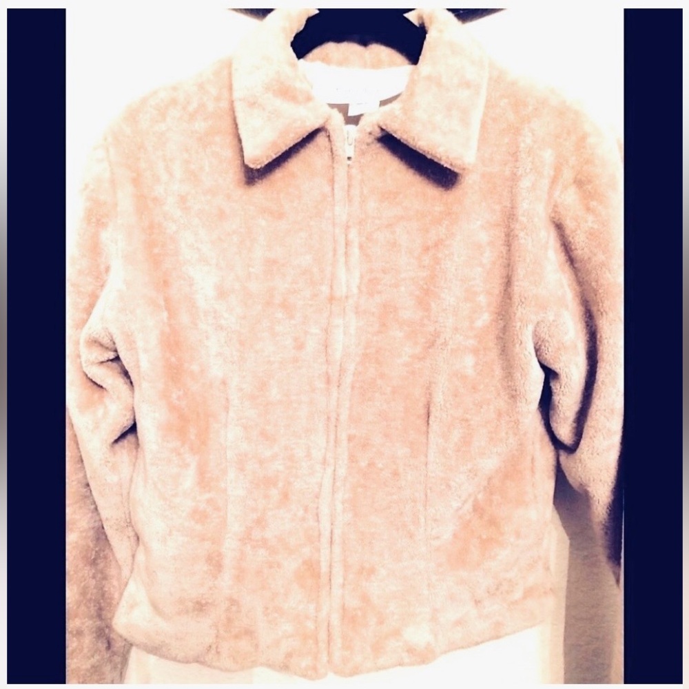 JACKET COAT SHERPA SWEATER SHACKET TAN SOFT FLEECE SATIN LINED NEW M BOHO